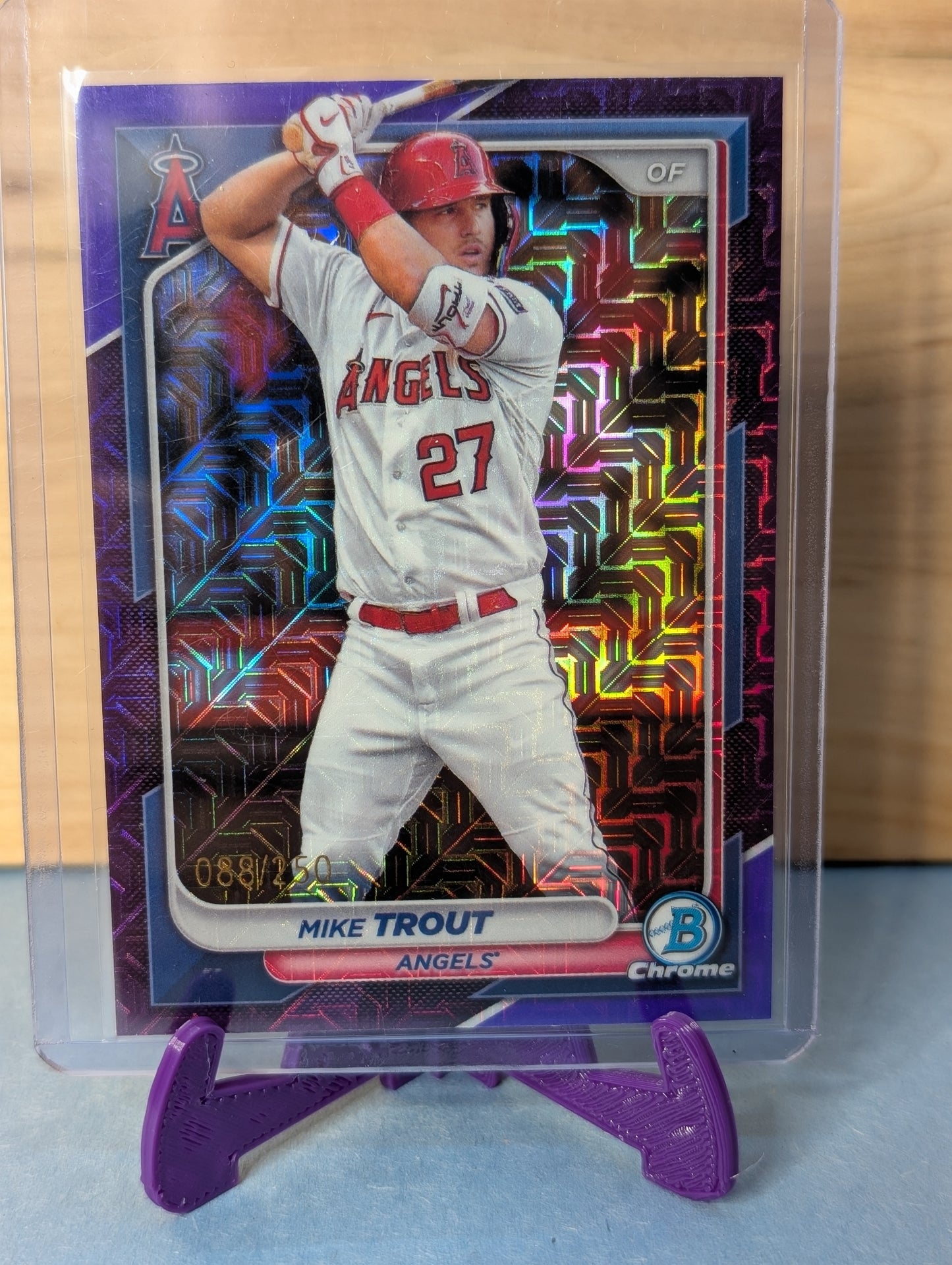 Mike Trout 2024 Bowman Chrome purple mojo refractor /250