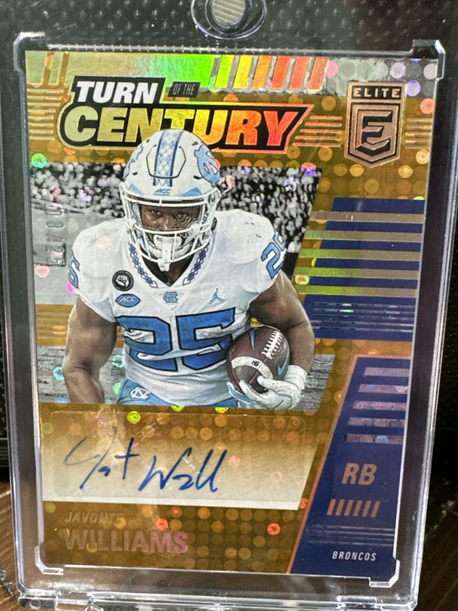 2021 Panini Donruss Elite Javonte Williams (RC) /25 Orange Auto Turn The Century