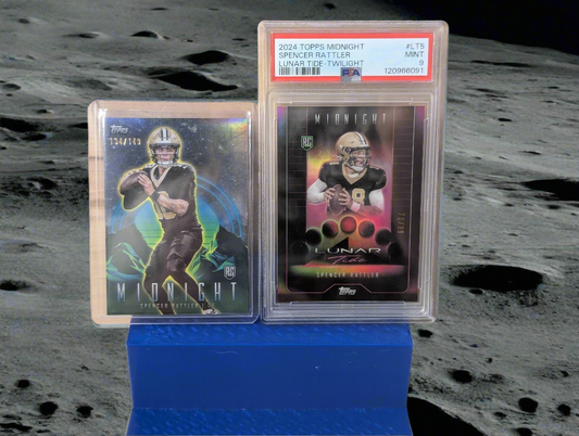 Spencer Rattler 2024 Topps Midnight Football Rookie Card Lot - Lunar Tide PSA 9 & Numbered /149 Parallel