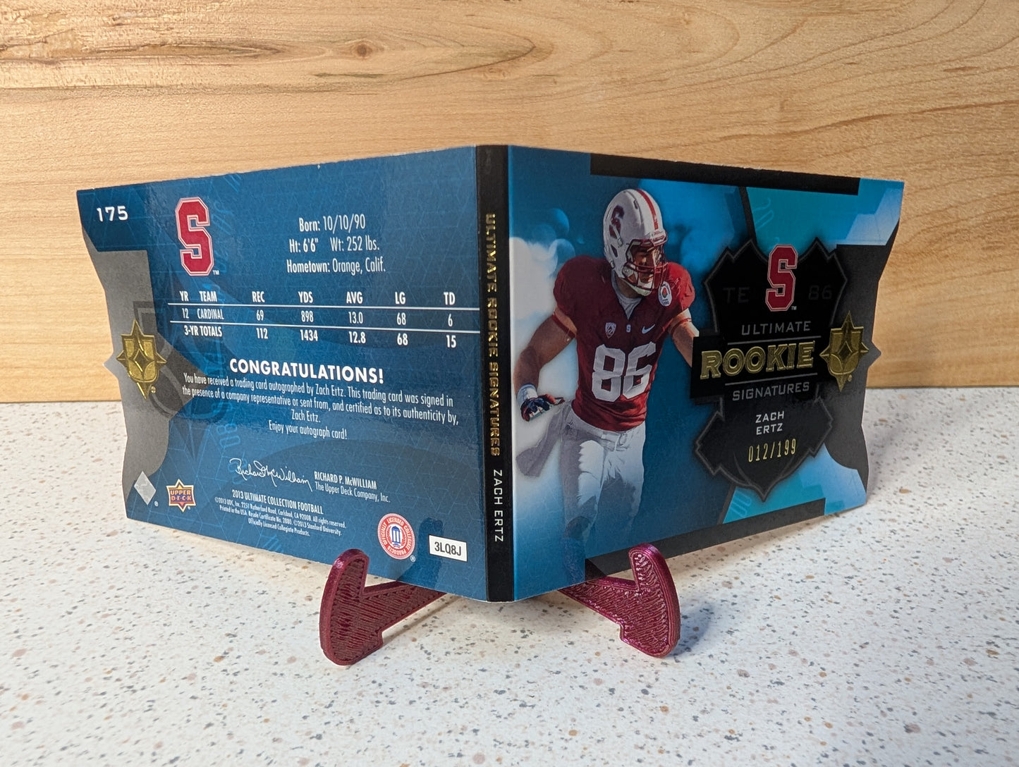2013 UD Ultimate Collection Zach Ertz Rookie On Card Auto Autograph Booklet /199